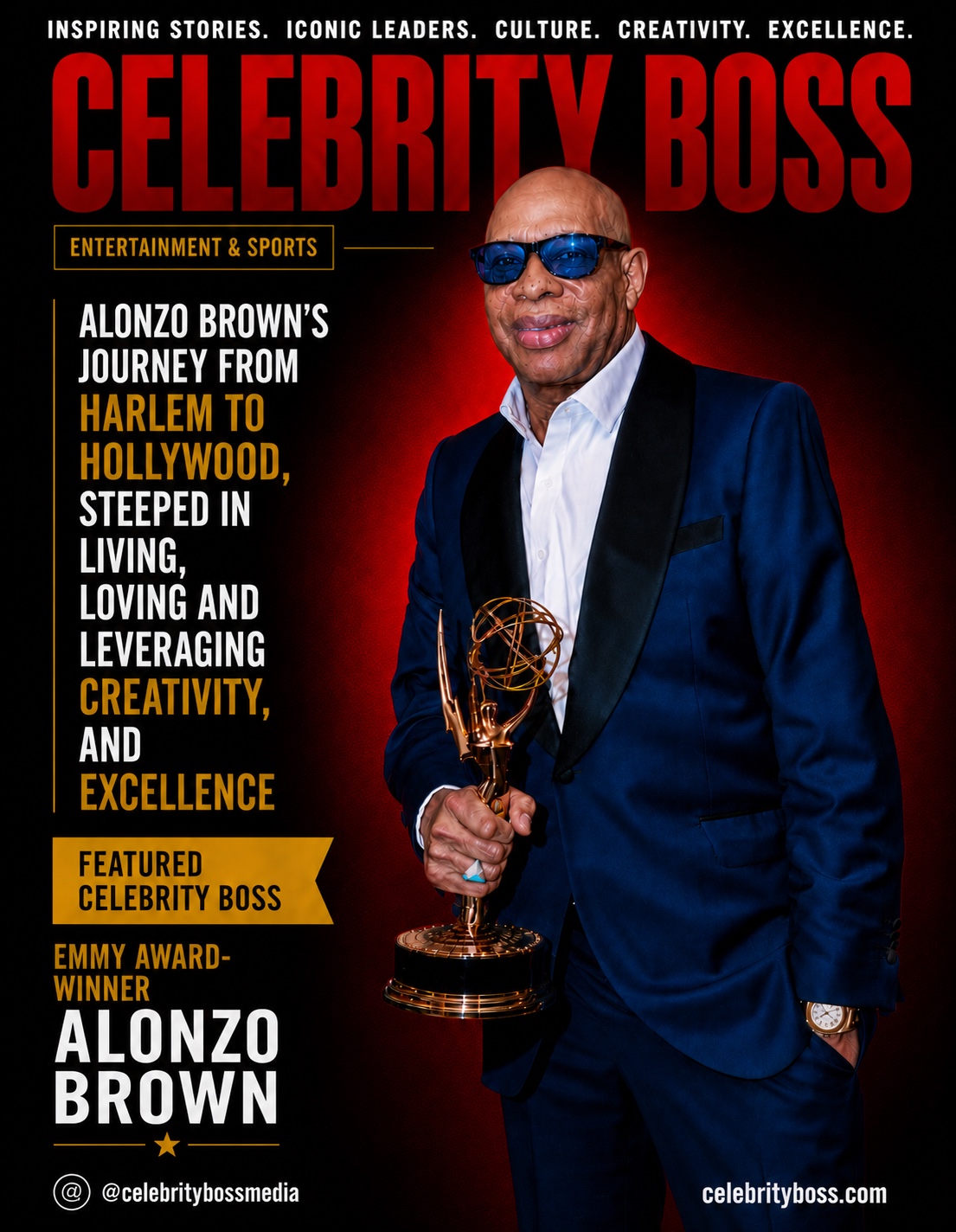 Alonzo Brown featured on the cover of Celebrity Boss magazine